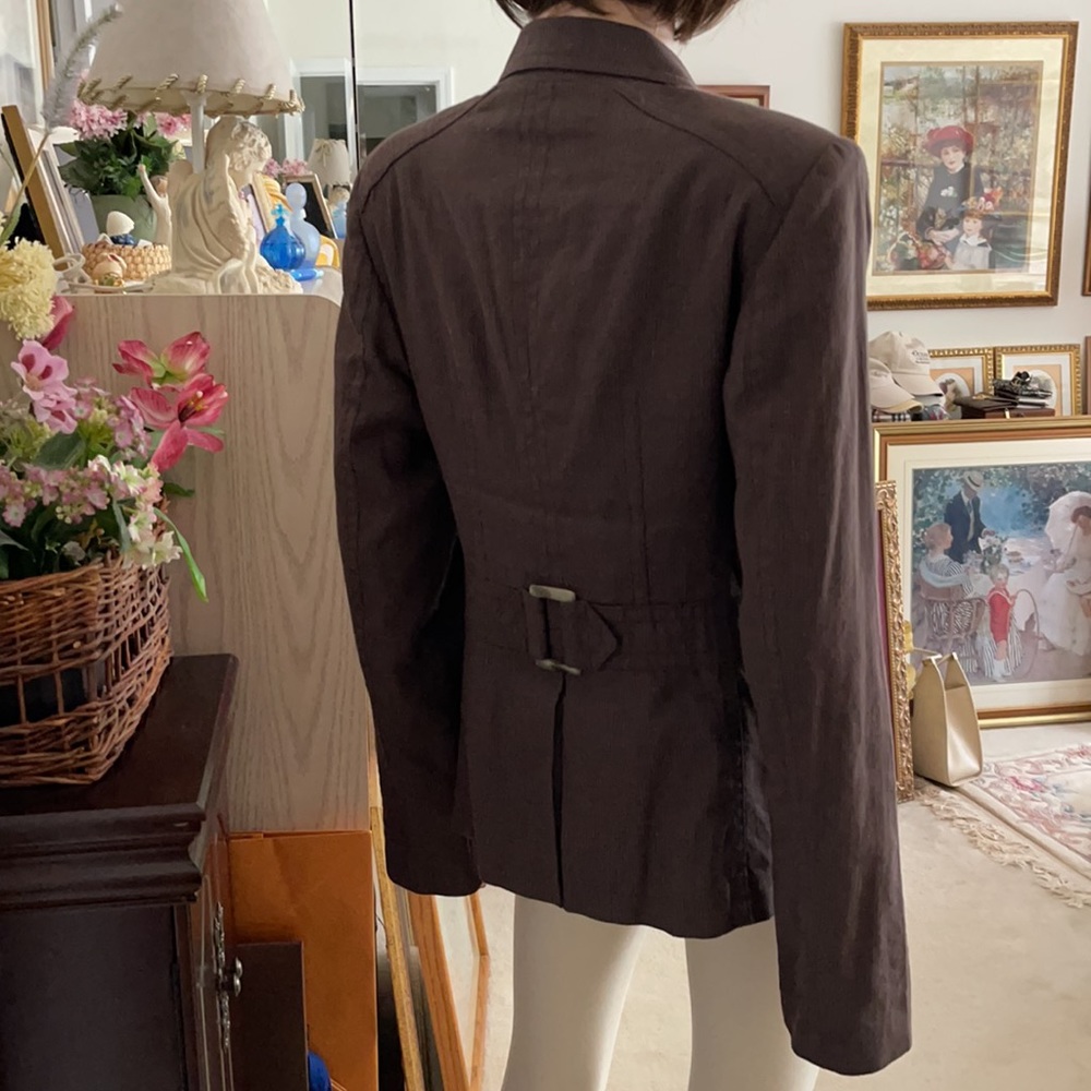 Banana Republic Linen Cotton Brown Pinstriped Blazer - Picture 3 of 9